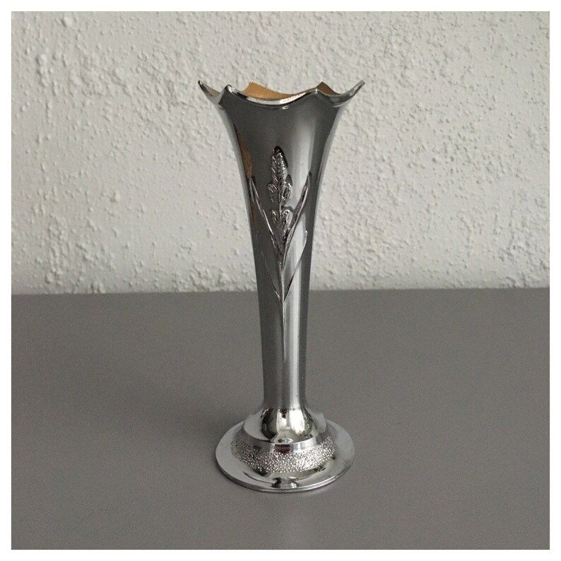 Vintage 1960s Silver Plate Bud Vase With Scalloped Rim Etsy