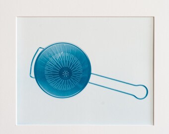 Blauwdruk oftewel cyanotype kitchen utensill