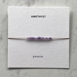 Amethyst Bracelet, for Protection, Purple Gemstone, adjustable, nylon cord, healing, yoga, February birthstone, minimalist, Soulsilk