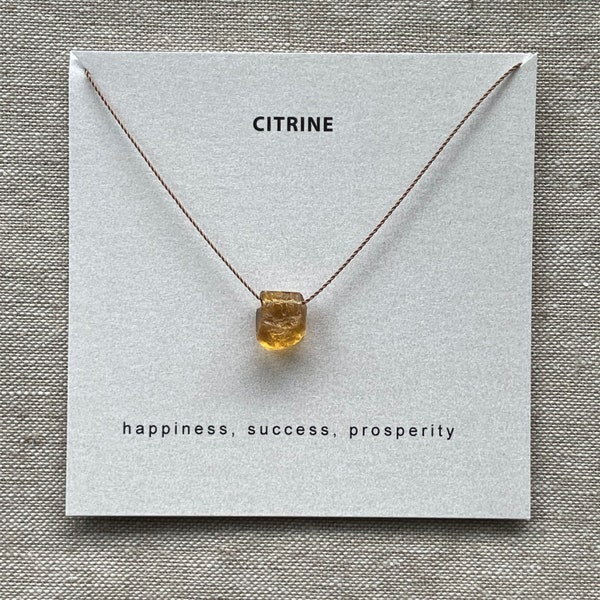 Raw Citrine Necklace, Rough Crystal Necklace, Gemstone nylon cord necklace, November birthstone necklace, Soulsilk
