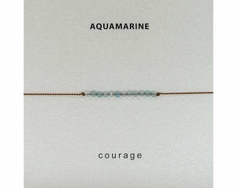 Aquamarine Bracelet- Courage, blue gemstone bracelet, March birthstone bracelet, dainty beaded bracelet, yoga bracelet, Soulsilk