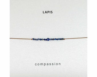 Lapis Lazuli Bracelet- Compassion, adjustable gemstone bracelet, delicate stacking bracelet, beaded layering bracelet, beaded yoga bracelet