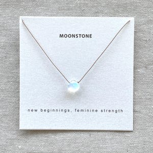 Rainbow Moonstone Necklace: Sterling Silver, June Birthstone
