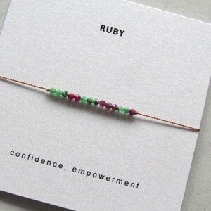 Ruby Zoisite Bracelet, July birthstone Bracelet, dainty gemstone bracelet, adjustable cord bracelet, dainty crystal bracelet, Soulsilk