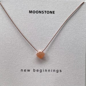 Peach Moonstone Necklace: Sterling Silver, Delicate Gemstone
