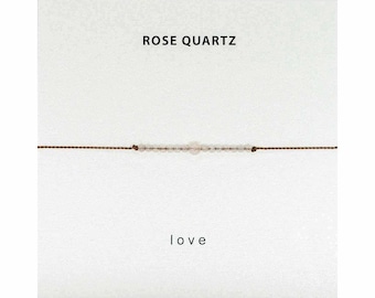 Rose Quartz Bracelet- Love, Pink Gemstone Bracelet, Dainty Crystal Bracelet, Soulsilk