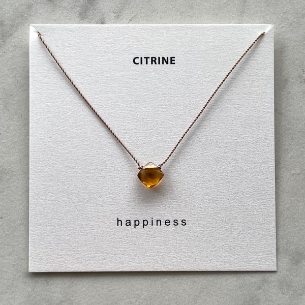 Citrine Necklace- Happiness, Crystal Necklace, Gemstone Necklace, November Birthstone Necklace, Nylon Cord Necklace, Soulsilk