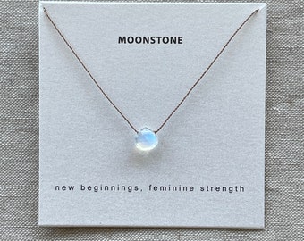 Rainbow Moonstone necklace- New Beginnings, June Birthstone Necklace, dainty crystal necklace, delicate layering necklace