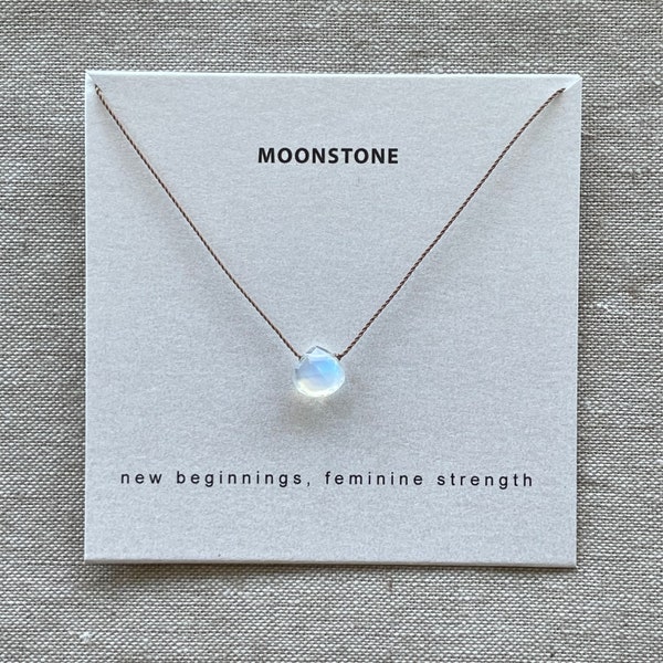 Rainbow Moonstone necklace- New Beginnings, June Birthstone Necklace, dainty crystal necklace, delicate layering necklace