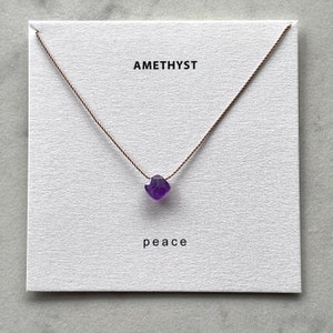 Amethyst Necklace- Peace, February birthstone necklace, purple crystal necklace, gemstone necklace, nylon cord necklace
