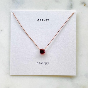 Raw Garnet Necklace, Rough garnet necklace, garnet crystal necklace, January birthstone necklace, minimalist gemstone necklace, Soulsilk
