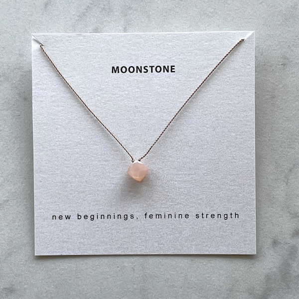 Peach Moonstone Necklace- New Beginnings, Delicate Gemstone Necklace, Dainty Crystal Necklace, June birthstone necklace, Soulsilk