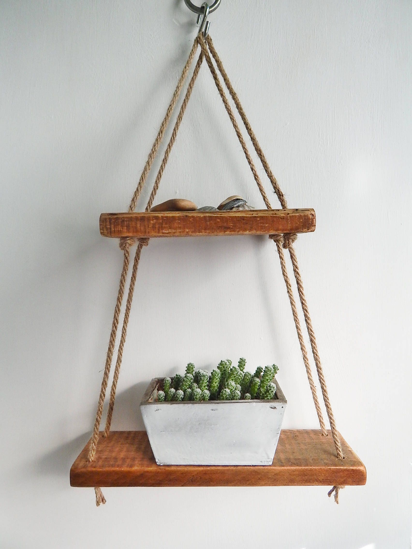 Double Hanging Shelves Hanging Wall Shelf Floating Shelves Etsy