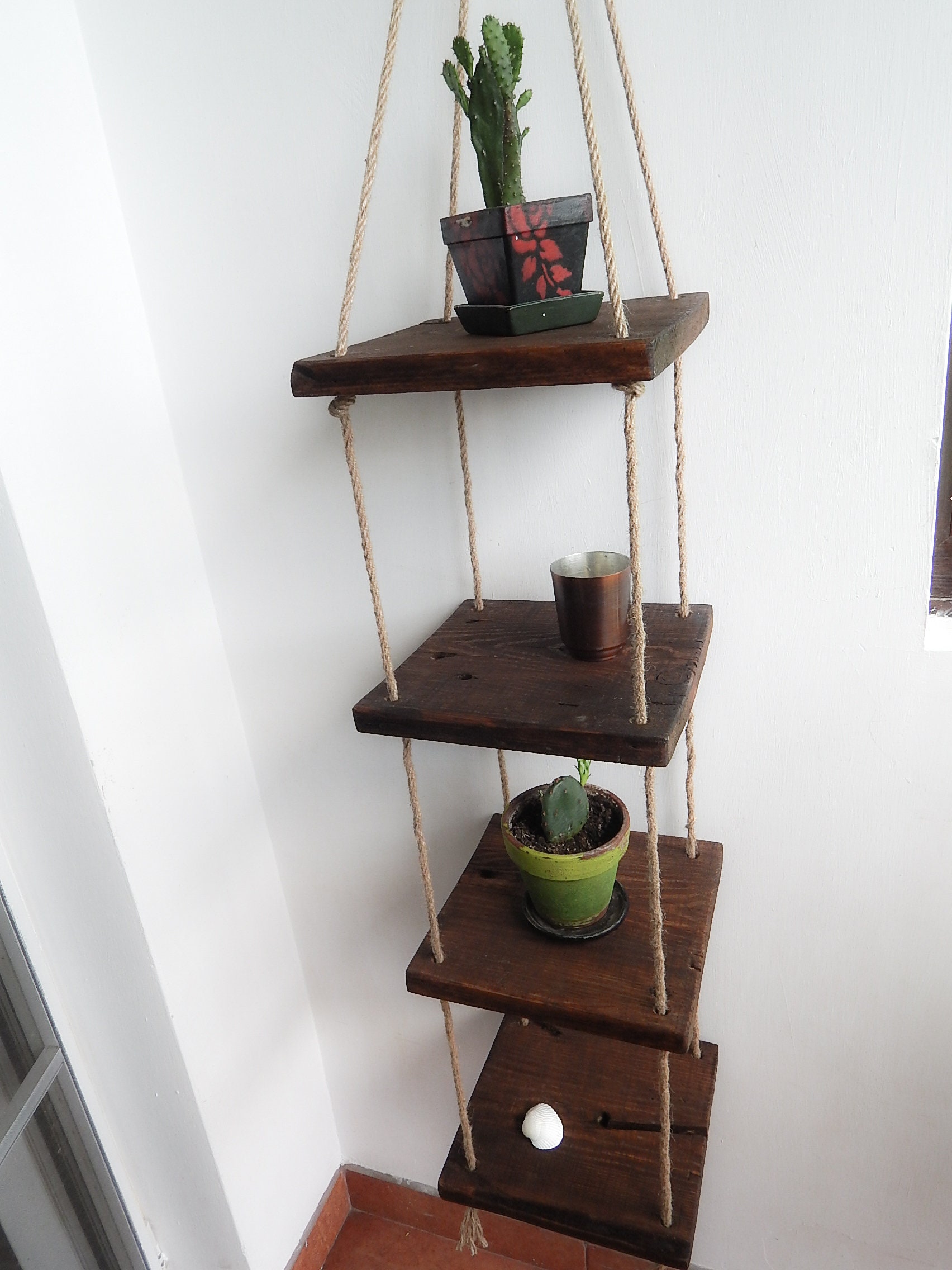 Big Reclaimed Wood Hanging Shelves Rustic Wood Shelves Etsy
