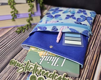 Blue Butterflies 9x7 Book Sleeve – Zipper & Snap Pockets