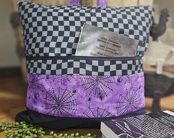 Spooky Spider Book Pillow – 16x16 Reading Cushion for Halloween & Gothic Decor