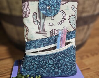 Funda para libro Cowboy Romance de 9x7 con cierre a presión y bolsillo con cremallera para Kindle y libro de bolsillo