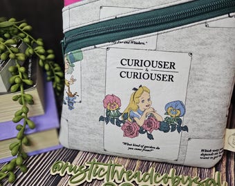 Wonderland 9x7 Book Sleeve – Zipper & Snap Pockets | Paperback Pouch