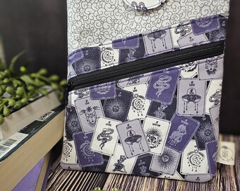 Funda para libro Tarot Card Glitter de 9x7 con cierre a presión y bolsillo con cremallera para Kindle y tapa blanda