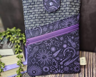 Sparkling Constellations Book Sleeve – 9x7, Zipper & Snap