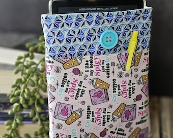 Spicy Books & Icy Coffee Kindle Sleeve – Button Closure with Front Pocket