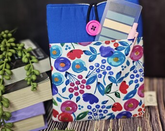 Funda para Kindle con diseño floral de lunares brillantes: cierre de botón y bolsillo frontal