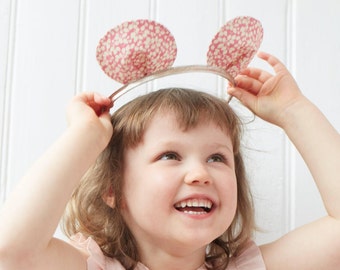Cerchietto Per Capelli Con Orecchie Di Topo E Fiocco Rosa - Accessorio Per Compleanni, Feste Al Parco E Halloween Per Donne E Bambine