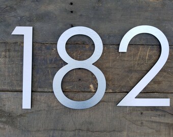 4 modern house numbers letters brushed aluminum stud etsy