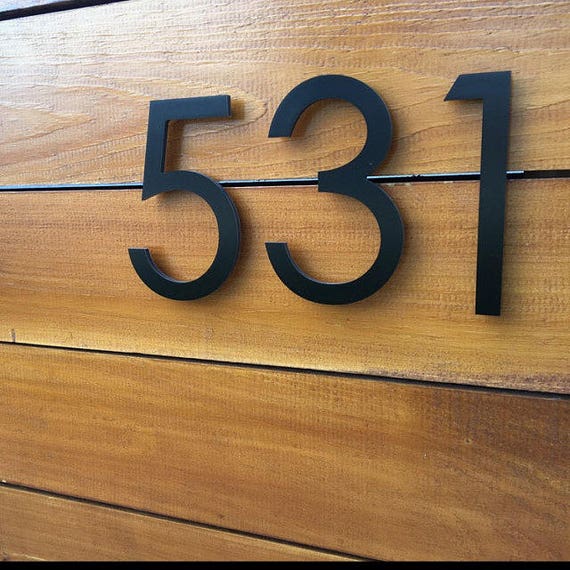 6 Black Modern House Numbers Stud Mounted Address Etsy