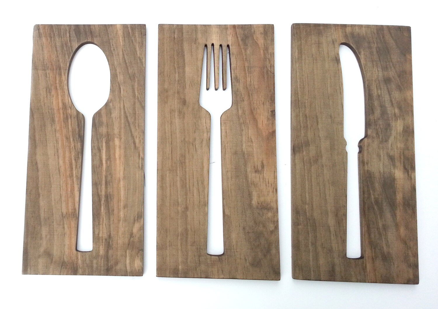24 Kitchen Art Fork Spoon Knife Wall Decor Modern Wood Decoration