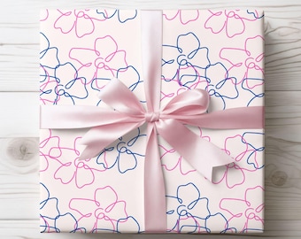 Floral Line Art Wrapping Paper: Elegant Gift Wrap Roll