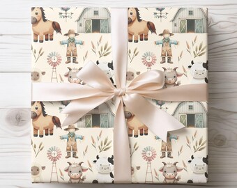 Farm Animal Wrapping Paper: Rustic Country Gift Wrap