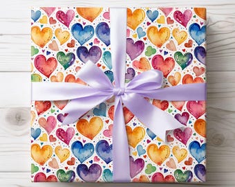 Vibrant Multicolor Heart Wrapping Paper