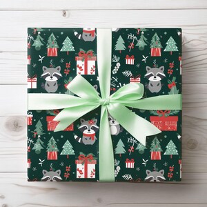 Christmas Raccoon Wrapping Paper
