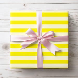 Yellow Striped Wrapping Paper: Vibrant Gift Wrap, 90gsm Fine Art Paper