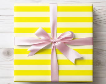 Yellow Striped Wrapping Paper: Vibrant Gift Wrap, 90gsm Fine Art Paper