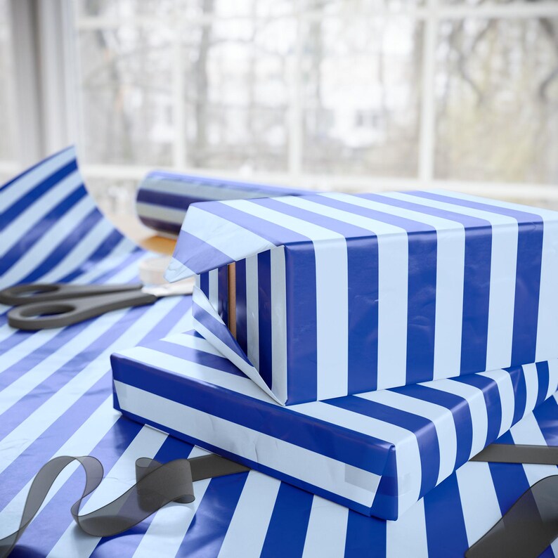 Blue Striped Wrapping Paper: 90gsm Fine Art Paper image 10