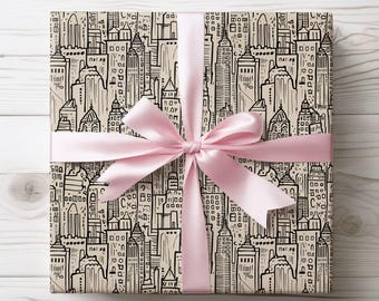 Elegant Cityscape Wrapping Papers - Vintage-Inspired Gift Wrap
