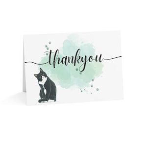 Cartes de remerciement adorable chat smoking pour votre gardien d'animaux ronronnant (1, 10, 30 ou 50 cartes)