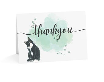 Tuxedo Cat Thank You Cards: Pet Sitter or Veterinarian