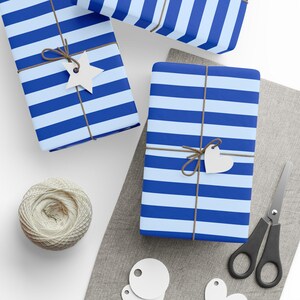 Blue Striped Wrapping Paper: 90gsm Fine Art Paper image 9