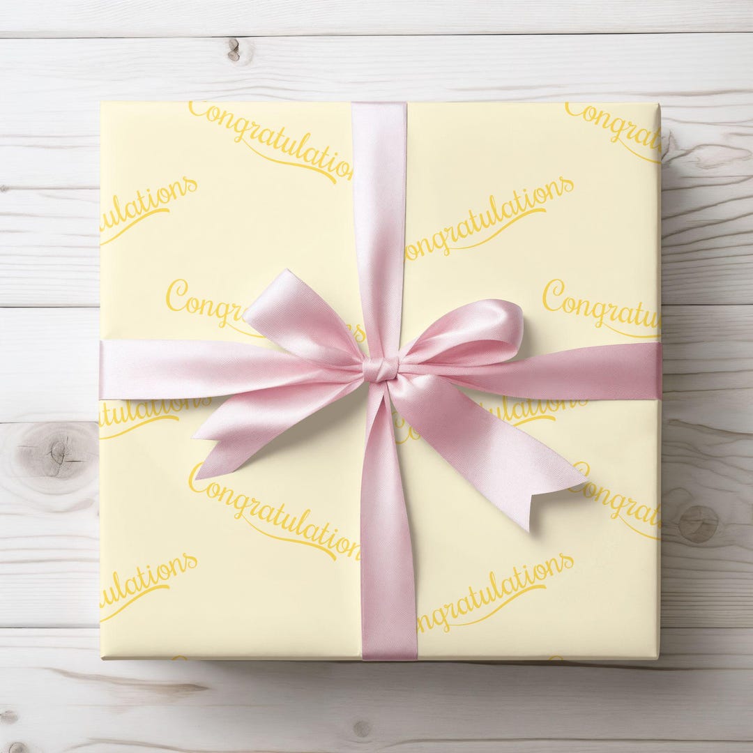 Elegant Congratulations Gift Wrap: Yellow Celebration Wrapping Paper - Etsy