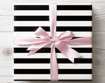 Black and White Striped Gift Wrapping Paper: Modern Minimalist Design