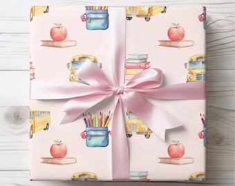 Playful School-Themed Back to School Wrapping Paper, Perfect for Kids&#39; Birthdays, Teacher Gifts, Children&#39;s Parties, Fun Gift Wrap