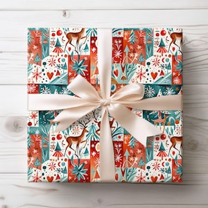 Rentier Collage Weihnachtsgeschenkpapier