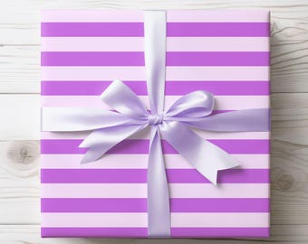 Chic Purple Striped Gift Wrap: Elegant 90 GSM Wrapping Paper