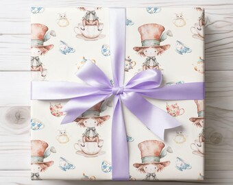 Mad Hatter Wrapping Paper: Whimsical Alice in Wonderland Design