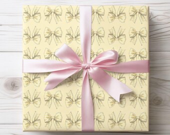 Yellow Bow Gift Wrap Set: Elegant Wrapping Paper