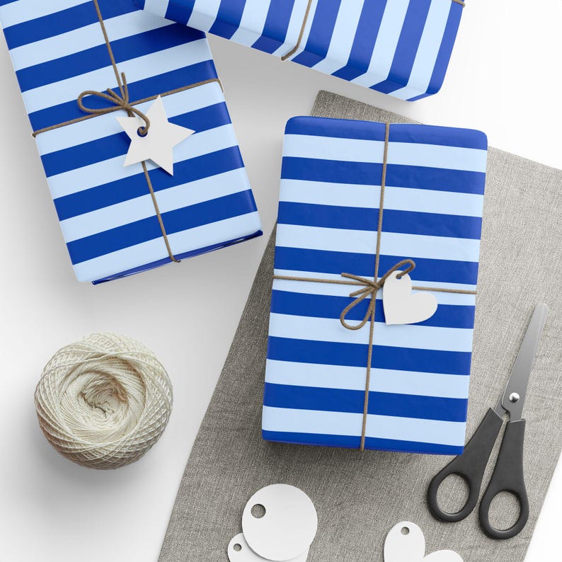 Blue Striped Wrapping Paper: 90gsm Fine Art Paper image 7