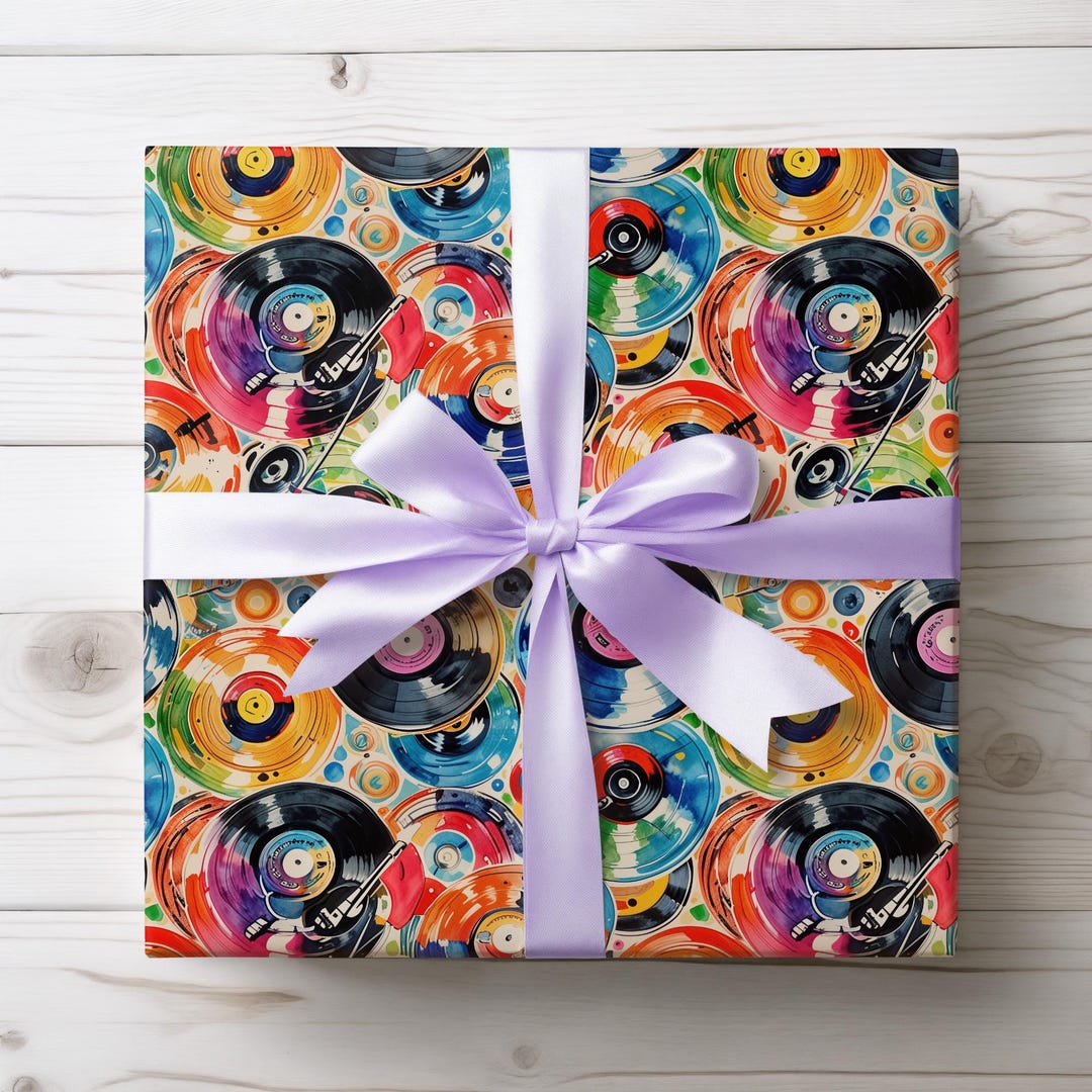 Vibrant Record Wrapping Paper for All Occasion - Etsy